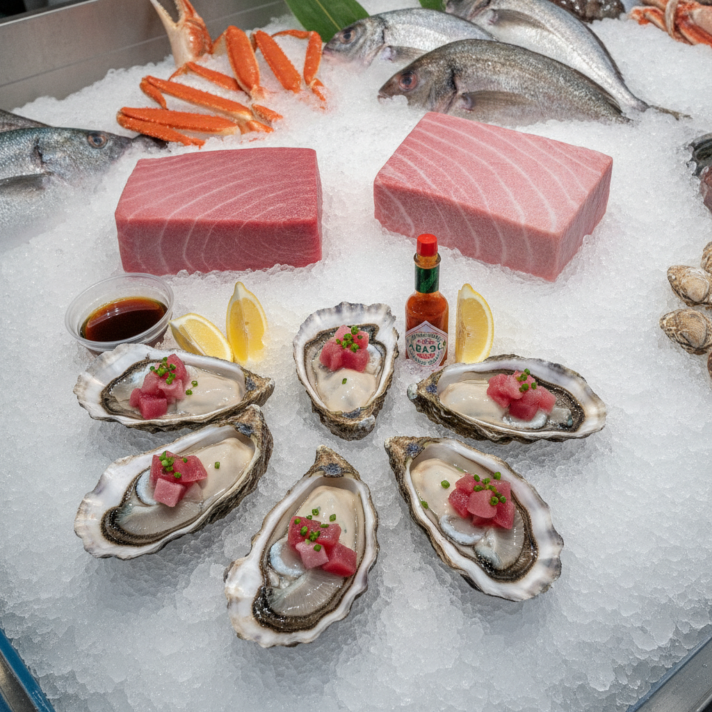 Walk-and-eat raw oyster